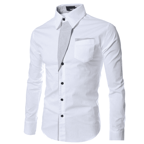 Aayomet Button Up Shirt Men Top Shirt Simple Comfortable Solid Color Collar Button Collar Shirt Top Long Sleeve (White, XXXXL)