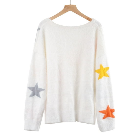 Aayomet Cardigan For Women Dressy Women's Fall Casual Long Sleeve Crew Neck Side Slit Oversized Ribbed Knit Pullover Sweater Tops,White S-XXL