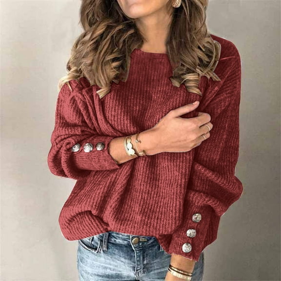 Aayomet Cardigan For Women Fall Women's Color Block Sweater - Long Sleeve Round Neck Loose Fit Colorful Patchwork Casual Sweaters, S-XXL