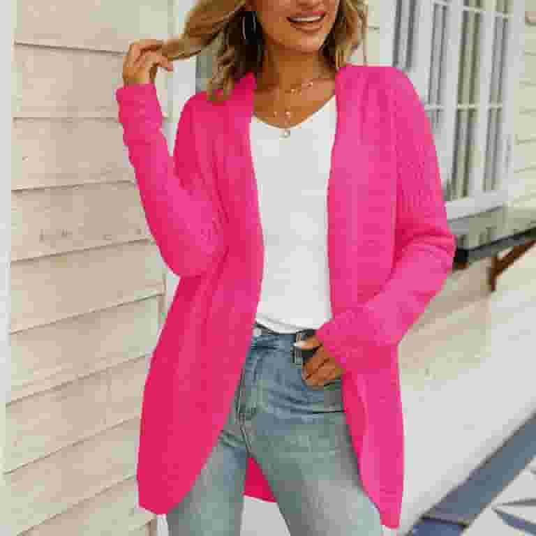 Hot Pink Ladies Cerise Cardigan Cerise Pink Cardigan Womens