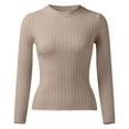 thumbnail image 1 of Aayomet Cardigan For Women Lightweight Women's Chiffon Contrast Knit Sweater Long Sleeve Ruffle Trim Slim Fit Pullover Sweater Top,Khaki M, 1 of 5