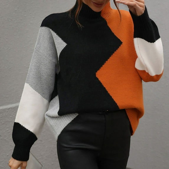 Aayomet Cardigan For Women Lightweight Women's Crewneck Sweater Casual Long Sleeve Solid Color Cable Knit Pullover Sweater Soft Jumper Tops,Orange M