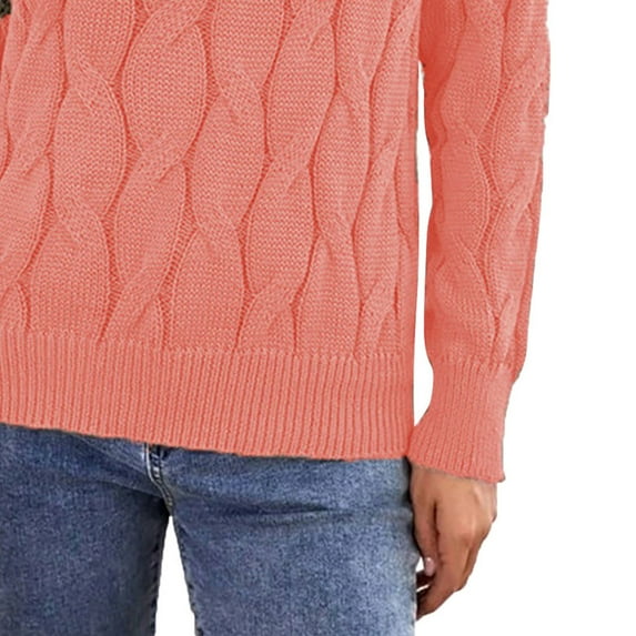 Aayomet Cardigan For Women Plus Size Women Lace Crochet Long Sleeve Crewneck Sweaters Winter Knit Pullover Jumper Tops,Pink S-XXL