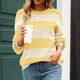 thumbnail image 1 of Aayomet Cardigan For Women Plus Size Women's Crew Neck Long Sleeve Sweaters Color Block Knit Sweater Cozy,Yellow S-XXL, 1 of 5