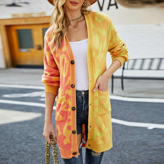 "Aayomet Cardigan For Women Women's Long Sleeve Soft Knit Sweater Open Front Cardigans Outwear Coat,Yellow S-XXL"