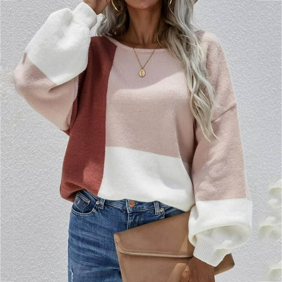 Aayomet Cardigan Sweaters For Women Women's Casual Turtleneck Long Lantern Sleeve Oversized Ribbed Knit Pullover Sweater Jumper Top,Pink S-XXL