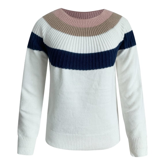 Aayomet Cardigan Sweaters For Women Women's Fall Casual Long Sleeve Crew Neck Cable Knit Loose Pullover Sweater Jumper Top,White S-XXL