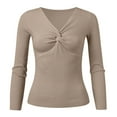 thumbnail image 1 of Aayomet Cardigan Sweaters For Women Lightweight Women’s Long Sleeve Cross Wrap V Neck Knit Sweater Off Shoulder Backless Casual Solid Pullover Tops,Khaki XL, 1 of 5