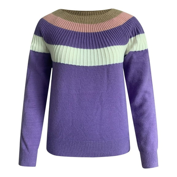 Aayomet Cardigan Sweaters for Women Women's Fall Sweaters 2023 Color Cross Halter Leaky Shoulder Sleeve Knitted Sweater Lantern Sweater Fashion,Purple S-XXL