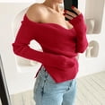 thumbnail image 1 of Aayomet Cardigan for Women Lightweight 2023 Casual Long Batwing Sleeve Crewneck Oversized Slouchy Ribbed Knit Tunic Sweater Pullover with Split,Red S-XXL, 1 of 3
