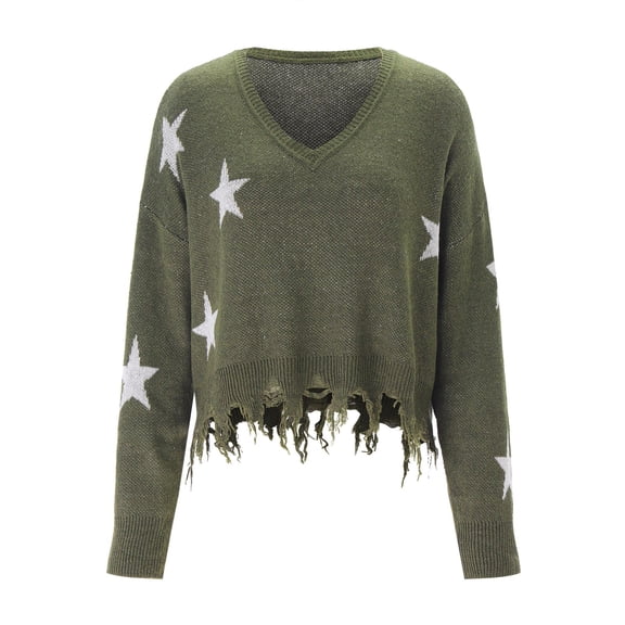 Aayomet Cardigan For Women Lightweight Women's Fashion Long Sleeve Striped Color Block Knitted Sweater Crew Neck Loose Pullover Jumper Tops,Army Green S-XXL