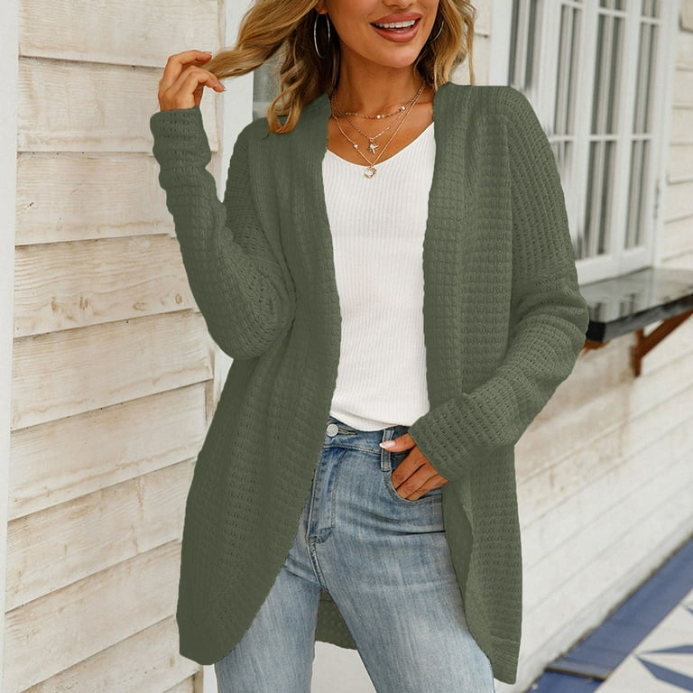 Aayomet Cardigan for Women 2023 Lightweight Draped Cardigan for Women Open Front Sash Tie 2 Ways Sweater Long Sleeve Wrap Duster Green S XXL