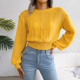 thumbnail image 1 of Aayomet Cardigan for Women Dressy Women's 2023 Fall Sweaters Long Balloon Sleeve Boat Neck Knit Pullover Jumper,Yellow L, 1 of 5