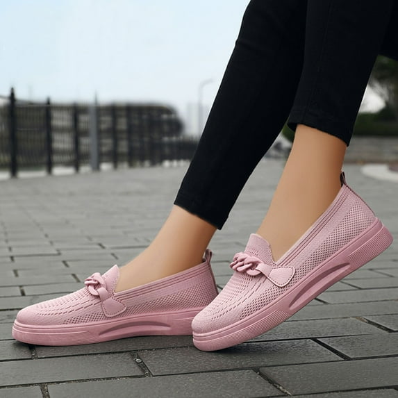 Aayomet Casual Tennis Shoes for Women with Arch Support Women Breathable Lace Up Shoes Casual Shoes Unisex Lightweight Work,Pink 8.5
