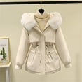 thumbnail image 1 of Aayomet Coat Women Women Hooded Fuzzy Coat Solid Oversized Contrast Color Edging Winter Warm Fur Jacket Outerwear,A M, 1 of 5