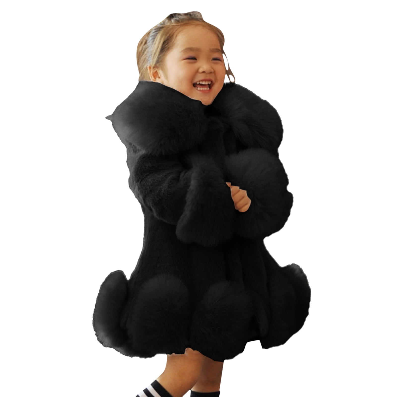 Black fur coat store for girls