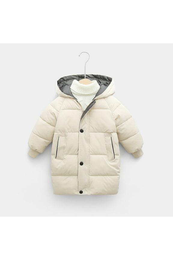 Coats For Kids Girls Girls' Winter Coats Hooded Warm Puffer Jacket Coat for Girls,Beige 2-3 Years