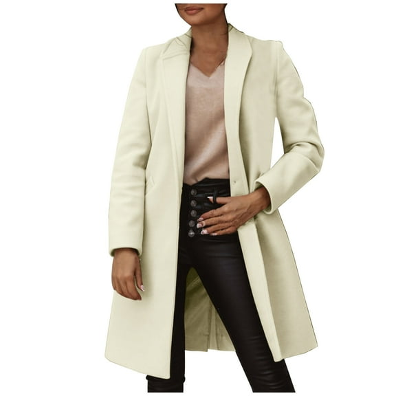 Aayomet Coats For Women Winter Women's Ring Snap Detail Asymmetrical Closure Stand Collar Welt Pockets Coat,White XXL