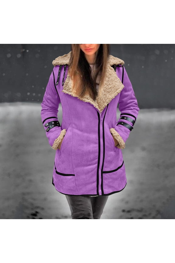 Coats for Women 2023 Trench Coat Women,Ladies Elegant Lapel Solid Button Down Blazer Casual Work Wear Long Windbreaker Trench Coat,Purple 3XL