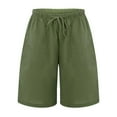 thumbnail image 1 of Aayomet Cotton Shorts For Women Shorts Shorts Casual Women's Waist Cotton Elastic With Plus Size Shorts For Women Army Green,L, 1 of 5