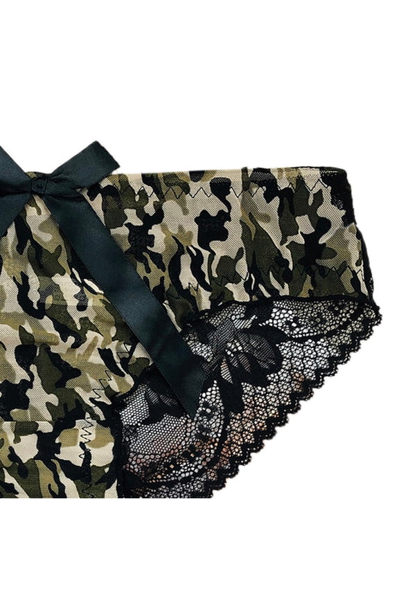 Cotton Underwear for Women Womens Underwear Cotton High Cut String Bikini Panties Stretch Low Rise Hipster Ladies ,Camouflage One Size