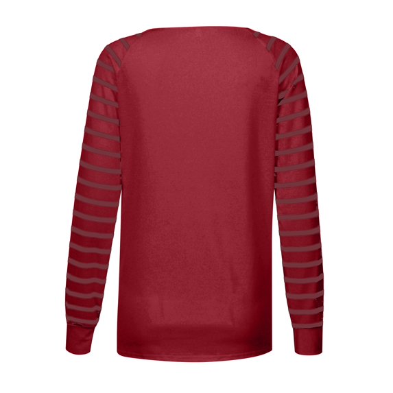 Aayomet Crewneck Sweatshirts For Women Women's Long Sleeve Sweatshirts Color Block Crewneck Sweaters Tunic Tops,Red XL