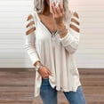 thumbnail image 1 of Aayomet Crop Tops 2023 Womens Fall Casual T-Shirts Long Sleeve Tunic Tops Vneck Loose Fit Dressy Blouses,White L, 1 of 4