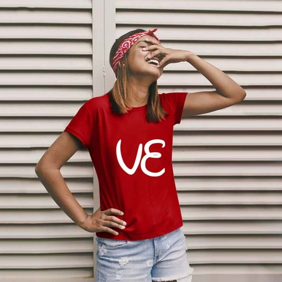 Aayomet Crop Tops For Women T Shirts Women Cute Graphic Blessed Shirt Funny Inspirational Teacher Fall Tees Tops,Red 3XL