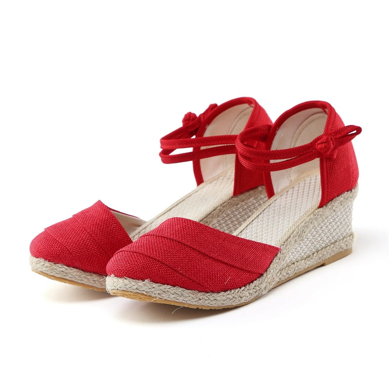Cute red wedge sandals best sale