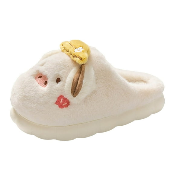 Aayomet Cute Slippers for Women Winter Warm Memory Foam House Slippers,White 39