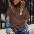 thumbnail image 1 of Aayomet Cute Tops For Women Women's Sydney Short-sleeve Cropped Crew Neck T-shirt,Coffee XL, 1 of 4