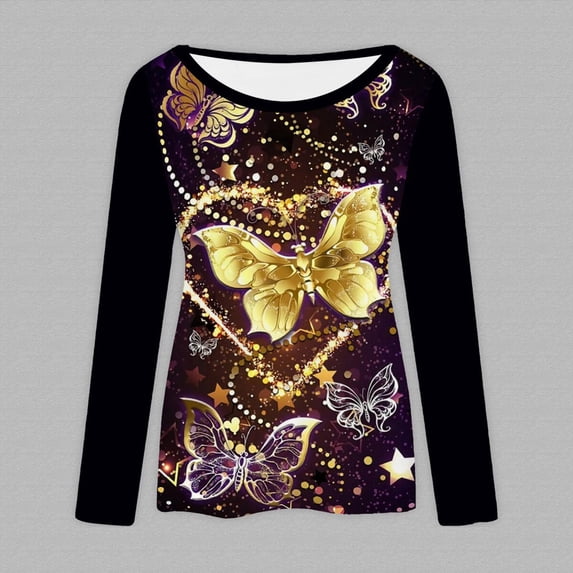 Aayomet Cute Tops for Women Women's 2023 Fall Winter Casual Tops Long Sleeve Crewneck T-Shirts Loose Comfy Blouse,Yellow L