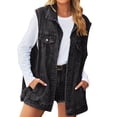 thumbnail image 1 of Aayomet Denim Vest Women Plus Women's Denim Vest Oversized Casual Classic Sleeveless Button Denim Jacket (Black,M), 1 of 7