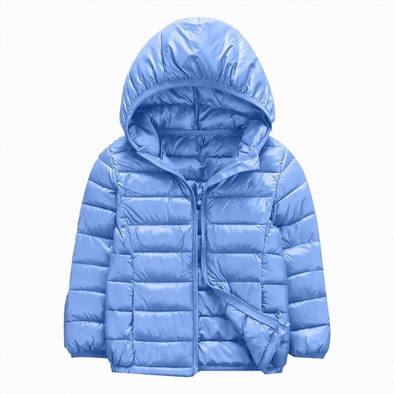 Aayomet Down Jacket Toddler Kids Girls Boys Lightweight Hooded Puffer Jacket Zip-Up Coat (Light Blue,3-4 Years)