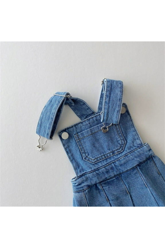 Dresses For Girls Summer Girls' Denim Overall Dress With Pleated Dress For Ages 6 Months To 6 Years Toddler Girl Baby,Light Blue 12-24 Months