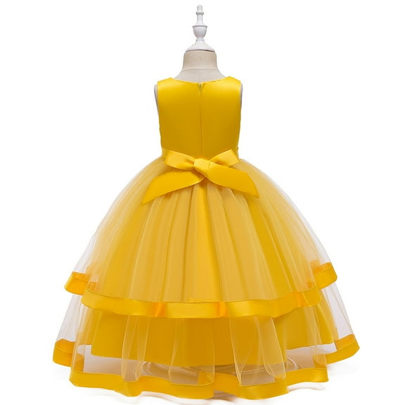 Aayomet Dresses For Girls Toddler Girl Long Sleeve Dress Stripe Rainbow Casual Tunic Playwear Basic Shirt Party Dresses,Yellow 11-12 Years