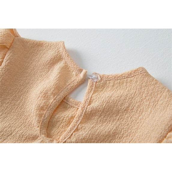 Aayomet Dresses For Teens Girls Trendy Girls' Short Sleeve Basic Skater Dress,Orange 4-5 Years