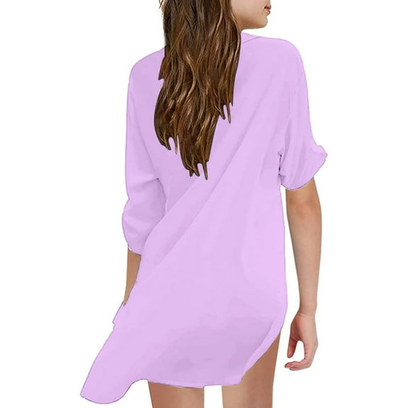 Aayomet Dresses for Girls Little Girl's Kids Swimsuit Beach Cover Up For Girl Chiffon Party Shirt Bikini Beachwear Bathing Suit ,Purple 10-11 Years