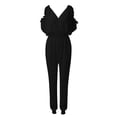 thumbnail image 1 of Aayomet Dressy Jumpsuits For Women Womens Pants V Neck Pocket Jumpsuit Elastic Waist Casual Pants,Black L, 1 of 5