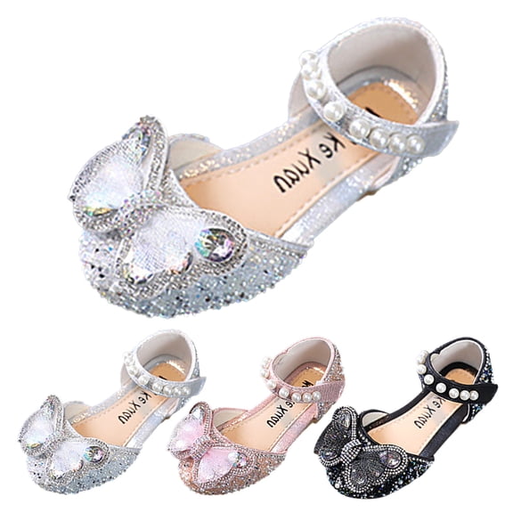 Aayomet Fashion Spring And Summer Girls Sandals Dress Performance Dance Shoes Mesh Rhinestone Bow Hook Girls Jelly Shoes Size 12,Black 7