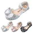 thumbnail image 1 of Aayomet Fashion Spring And Summer Girls Sandals Dress Performance Dance Shoes Mesh Rhinestone Bow Hook Girls Jelly Shoes Size 12,Black 9.5, 1 of 5