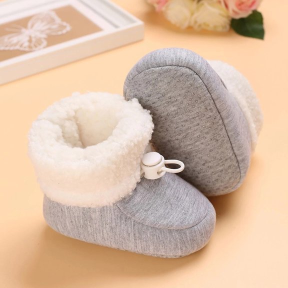 Aayomet Fashion Toddler Colorful Little Girls Winter Warm Kids Baby Knitted Pre Walkers Boots For Baby Snow Boots 12-18 Months,Gray