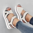 thumbnail image 1 of Aayomet Flat Sandals for Women Ladies Fashion Summer Color Blocking Open Toe Hook Loop Thick Wedge Heel Sandals,Gray 7, 1 of 3