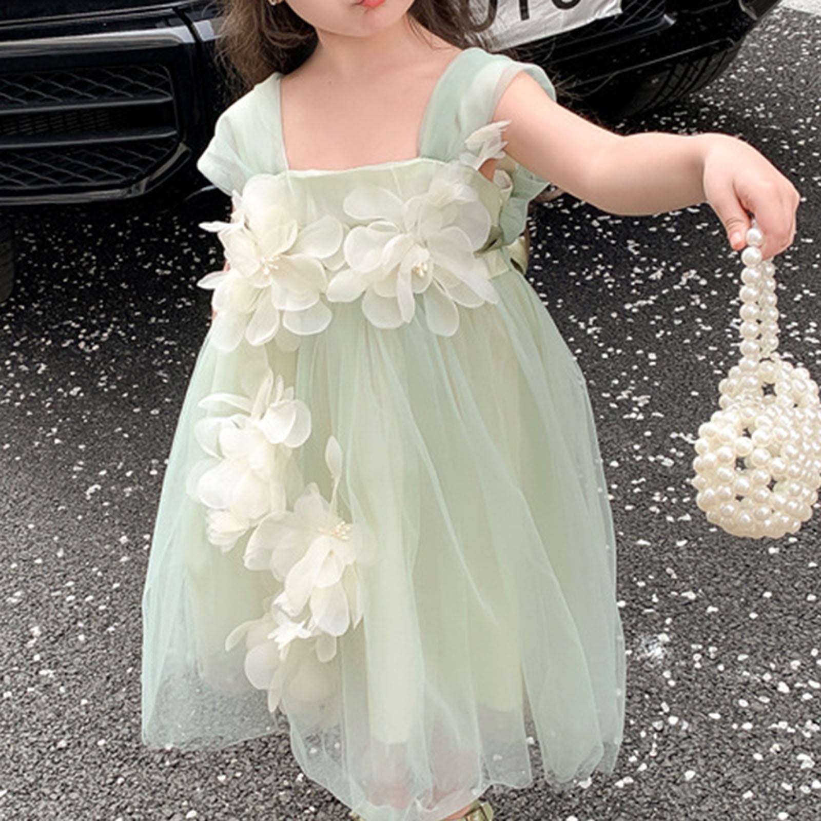 Aayomet Flower Girl Dress Baby Girl Cartoon Flower Dress Long Sleeve Winter  Dresses,Mint Green 3-4 Years 