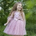 thumbnail image 1 of Aayomet Flower Girl Dresses For Wedding Toddler Girls Long Sleeve Tutu Dress Fluffy Tulle Fall Winter White Pink Black Dresses,Pink 4-5 Years, 1 of 3