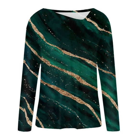 Aayomet For Women Womens Crewneck Pullovers Color Block Long Sleeve Side Split Pockets Tunic Tops,Green L