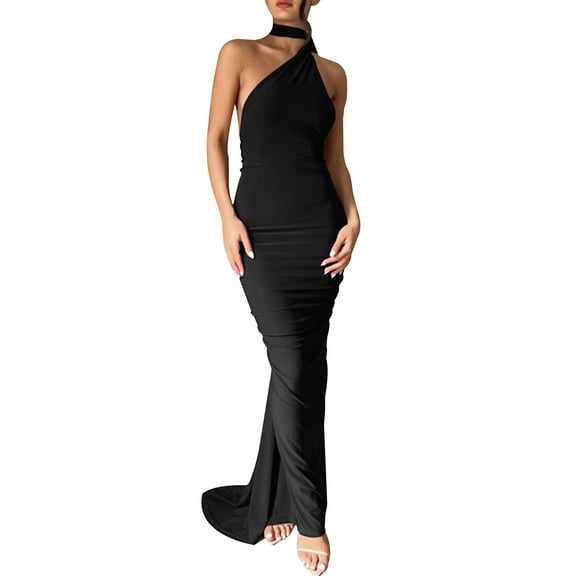 Aayomet Free People Dress Dupes Off Shoulder Formal Dress Wedding Guest Elegant Sleeveless Split Prom Midi Dresses,Black L