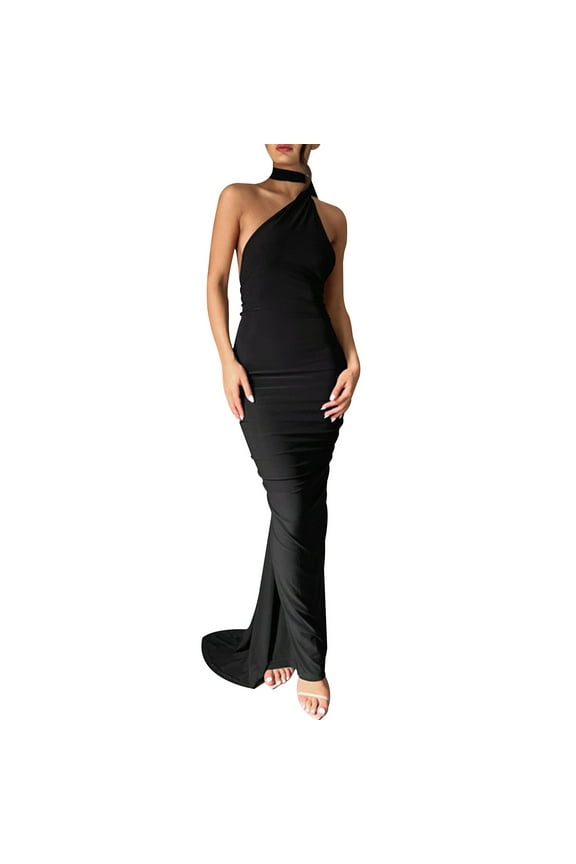 Free People Dress Dupes Off Shoulder Formal Dress Wedding Guest Elegant Sleeveless Split Prom Midi Dresses,Black L