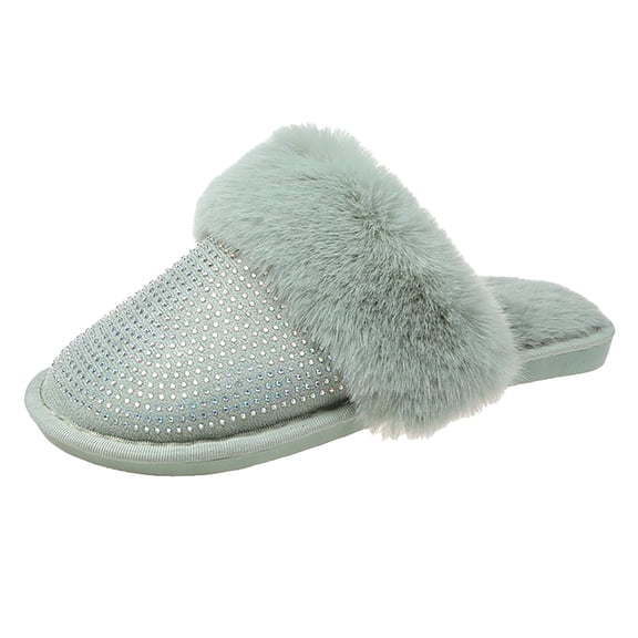 Aayomet Fuzzy Slippers for Women Fuzzy House Slippers with Arch Support Orthotic Heel Cup Slippers,Green 38