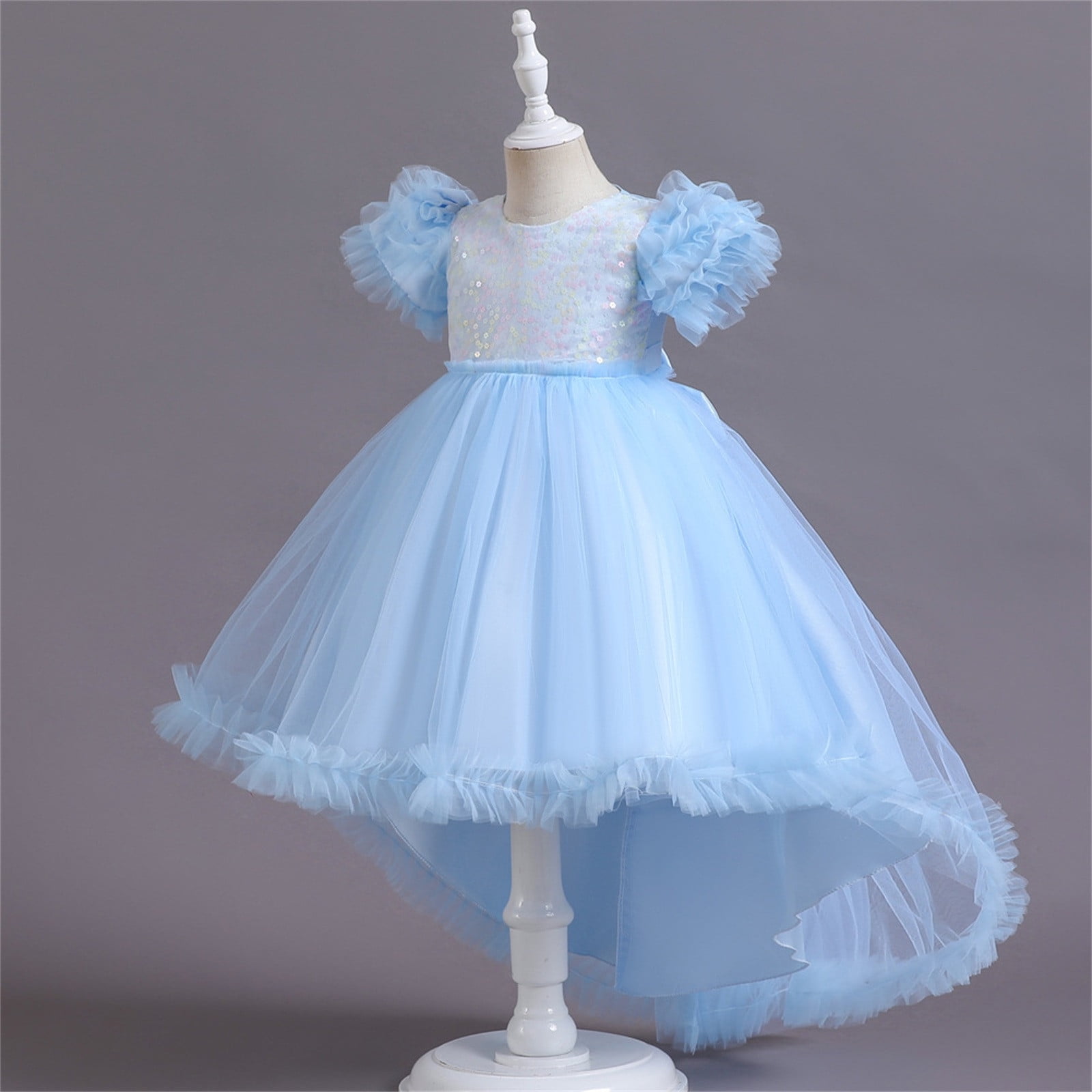 blue christmas dress girl Aayomet Girls Dress A-line Cute Handbag White Princess Christmas Dress,Sky  Blue 9-10 Years